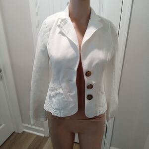 Odds'n Evens Juniors Size 1 White Textured Blazer Jacket With Decorative Buttons